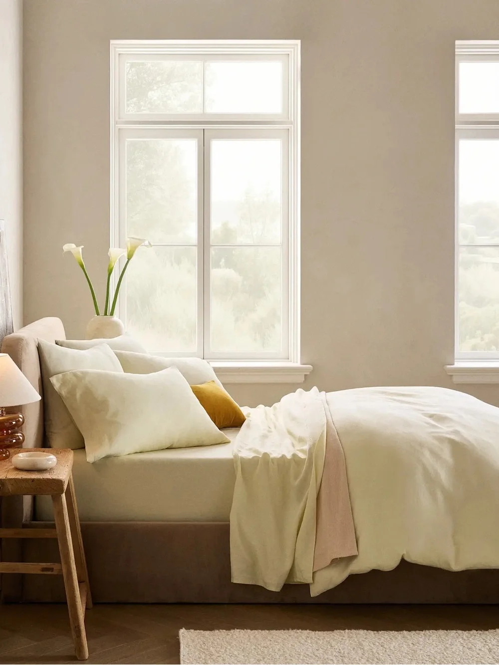 Quince European Linen Duvet Cover Set in Butter Yellow King/Cal King